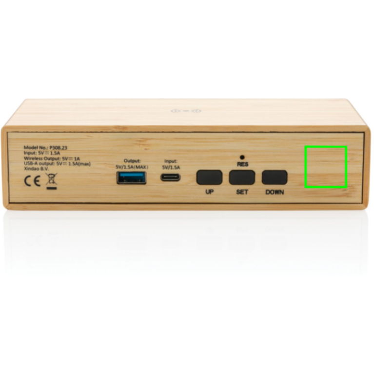 Bambu väckarklocka med 5W trådlös laddning