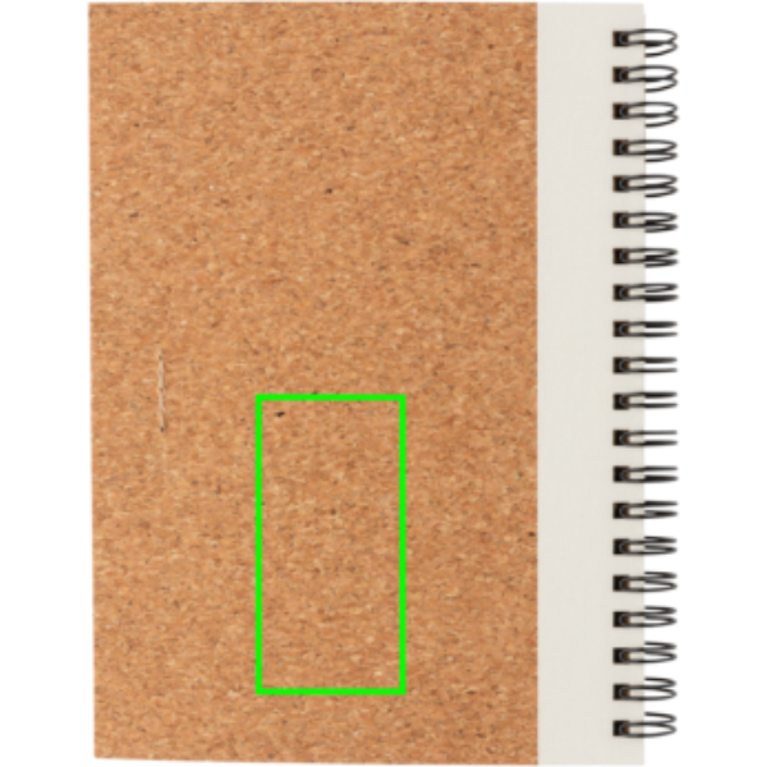 Spiralbunden anteckningsbok i kork, med penna