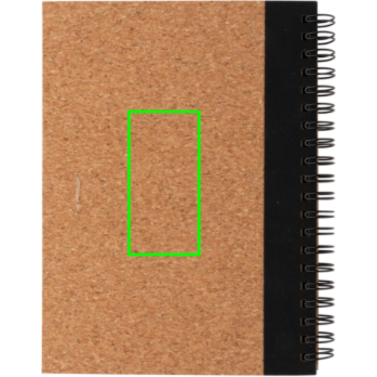 Spiralbunden anteckningsbok i kork, med penna