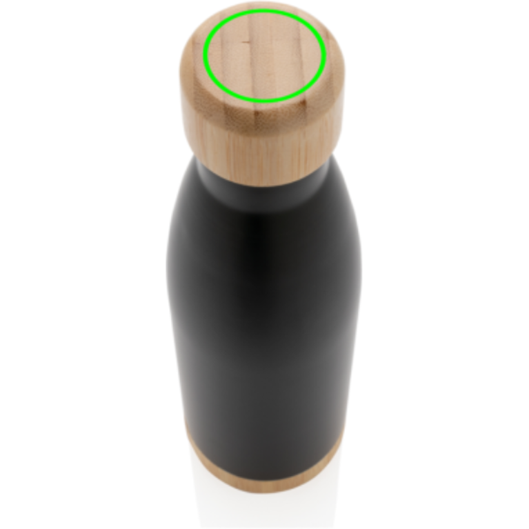 Vakuum stainless steel flaska med kork och botten i bambu