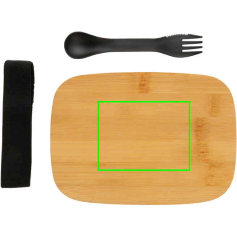 Stainless steel lunchlåda med bambulock och skedgaffel