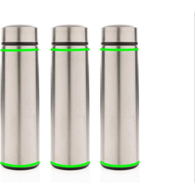 Vakuumflaska i stainless steel med lock i borstad metall