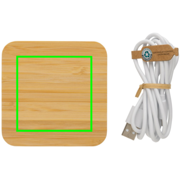 10W trådlös laddare i bambu med USB portar
