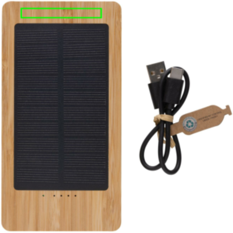Sunwick 10.000mAh solcellspowerbank i bambu