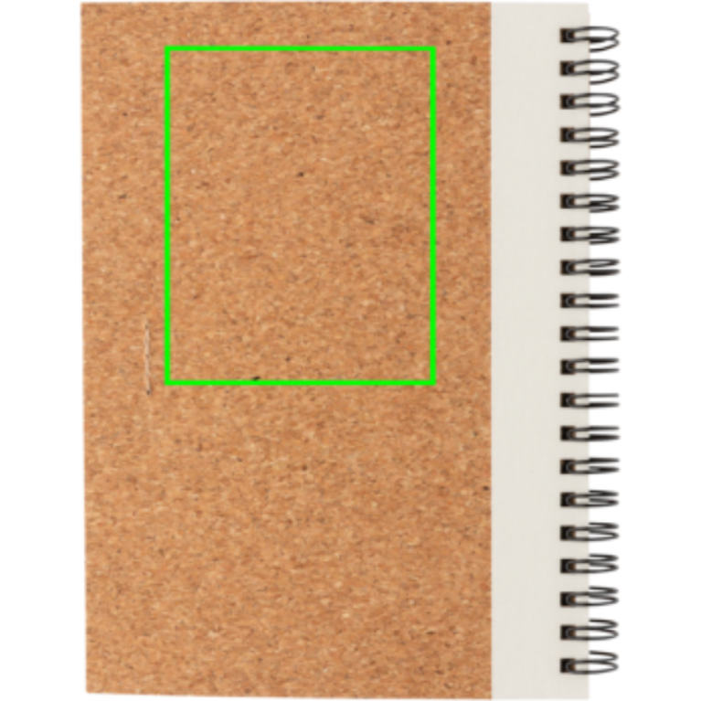 Spiralbunden anteckningsbok i kork, med penna