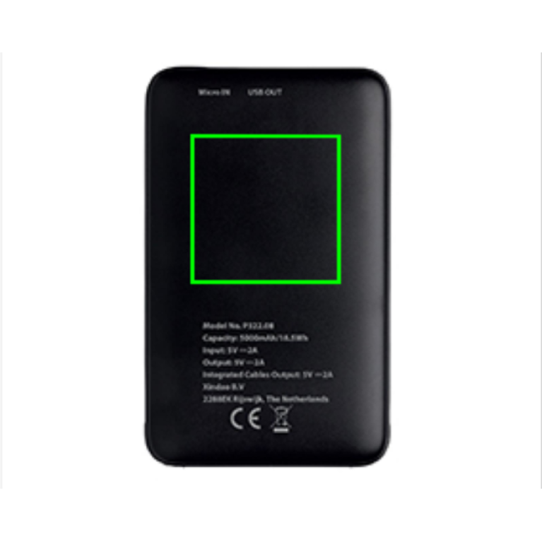 5.000 mAh powerbank i fickformat med integrerade kablar