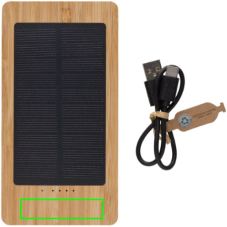 Sunwick 10.000mAh solcellspowerbank i bambu