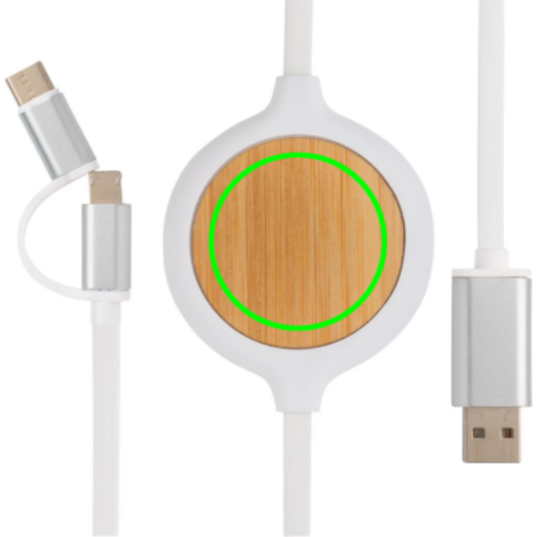 3-i-1 kabel med 5W bambu trådlös laddare