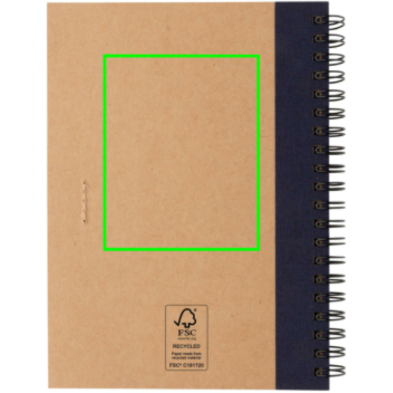 Spiralbunden anteckningsbok i kraftpapper, med penna