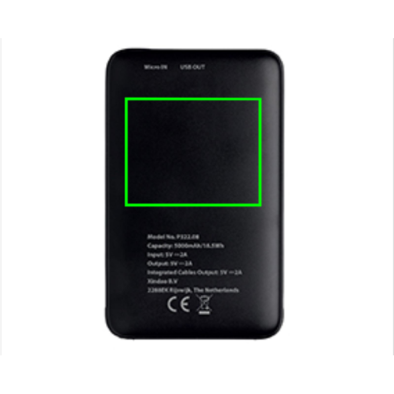 5.000 mAh powerbank i fickformat med integrerade kablar