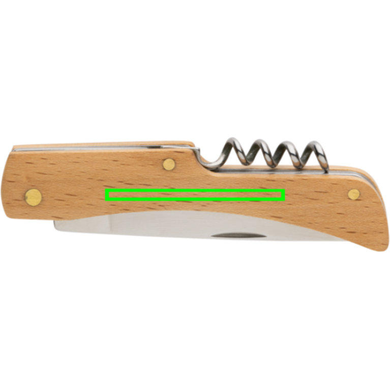 Kniv med flasköppnare i trä