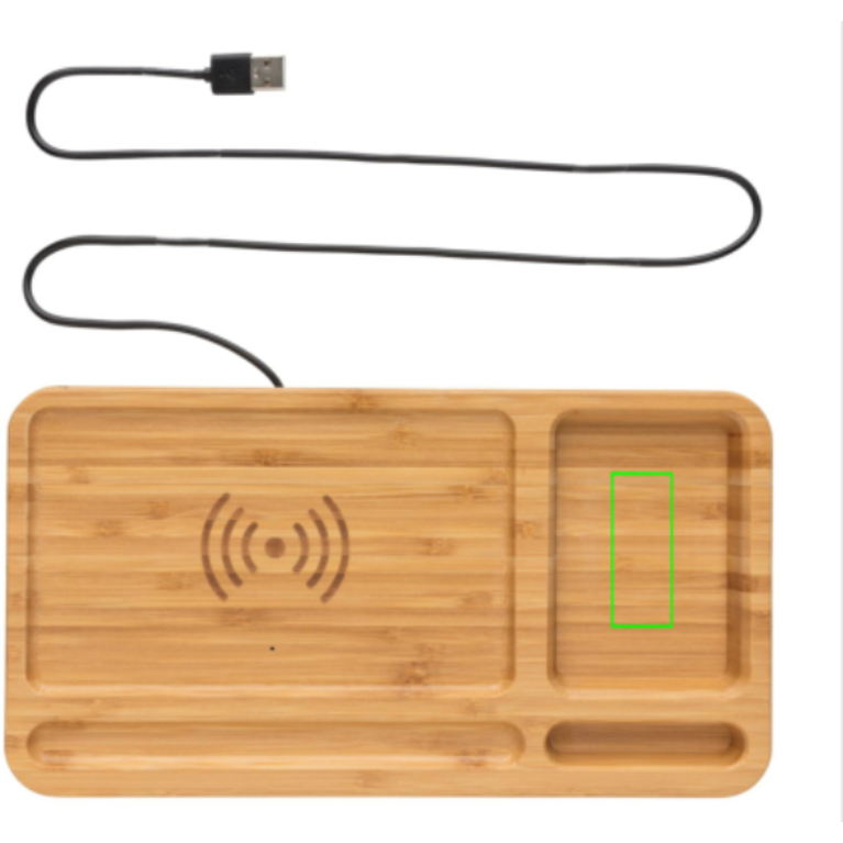 Skrivbordsorganisatör i bambu 10W trådlös laddare