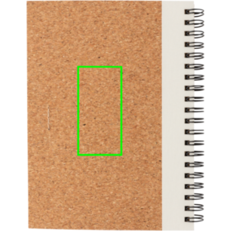 Spiralbunden anteckningsbok i kork, med penna