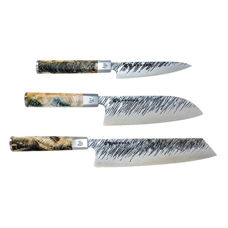 Satake Ame knivset med Petty, Santoku & Kiritsuke