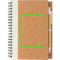 Spiralbunden anteckningsbok i kork, med penna - Artikel fram mitten